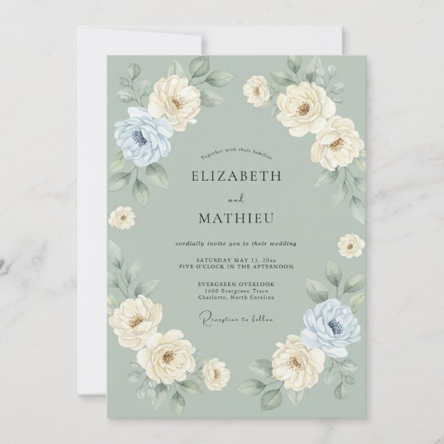 Invitación Boda de primavera verde salvia exuberante (Anverso)