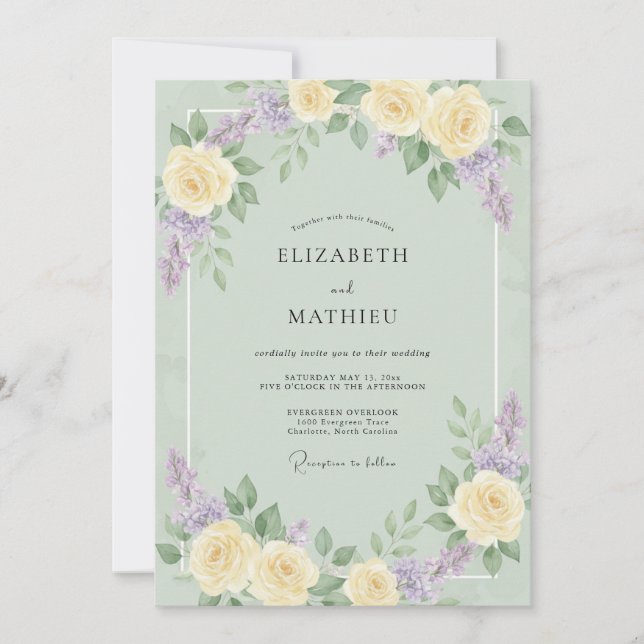 Invitación Boda de primavera verde salvia exuberante (Anverso)