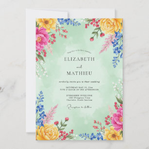 Invitación Boda de primavera vibrante en verde menta