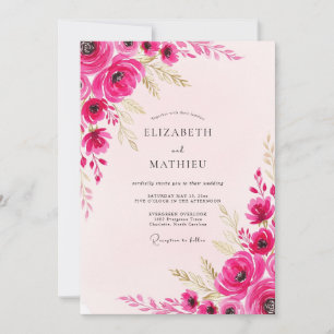 Invitación Boda de primavera vibrante magenta