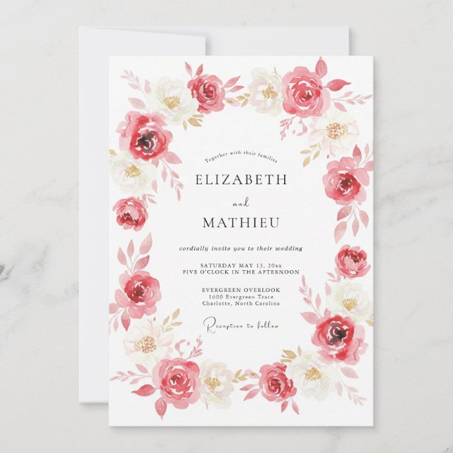 Invitación Boda de primavera vibrante rosa (Anverso)