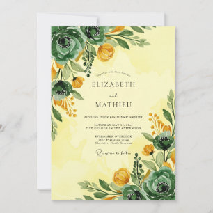 Invitación Boda de primavera vibrante verde esmeralda