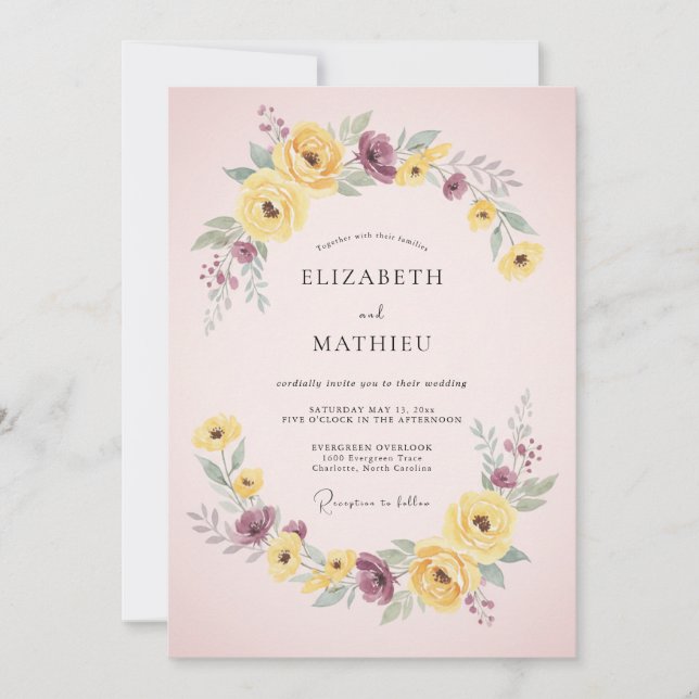 Invitación Boda de primavera vivaz rosa rubor (Anverso)