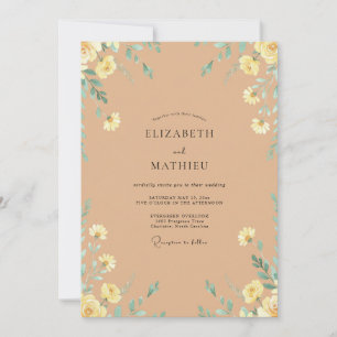 Invitación Boda de Primrose Marrón Albaricoque