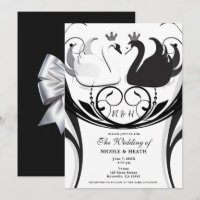 Boda de Princesa Cisne Elegante en Blanco y Negro