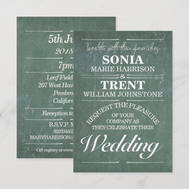 Invitación Boda de profesores de Chalkboard (Anverso / Reverso)