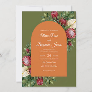 Invitación Boda de Protea de Eucalipto de Terracota Oliva