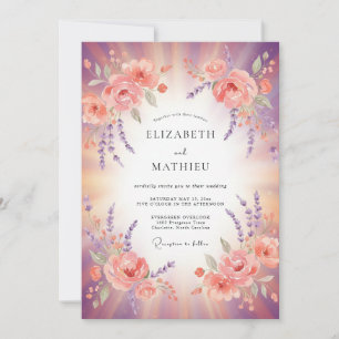 Invitación Boda de puesta de sol radiante malva