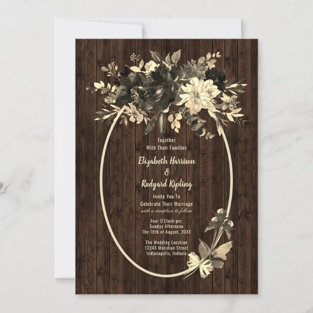 Invitación Boda de pulverización floral rústica y seca de oto (Anverso)