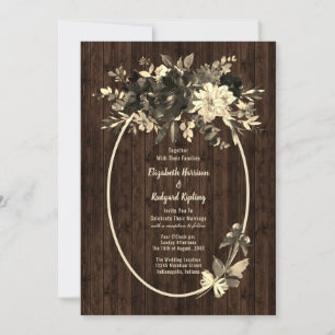 Invitación Boda de pulverización floral rústica y seca de oto