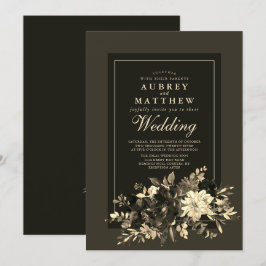 Invitación Boda de pulverización floral seca de la acuarela d