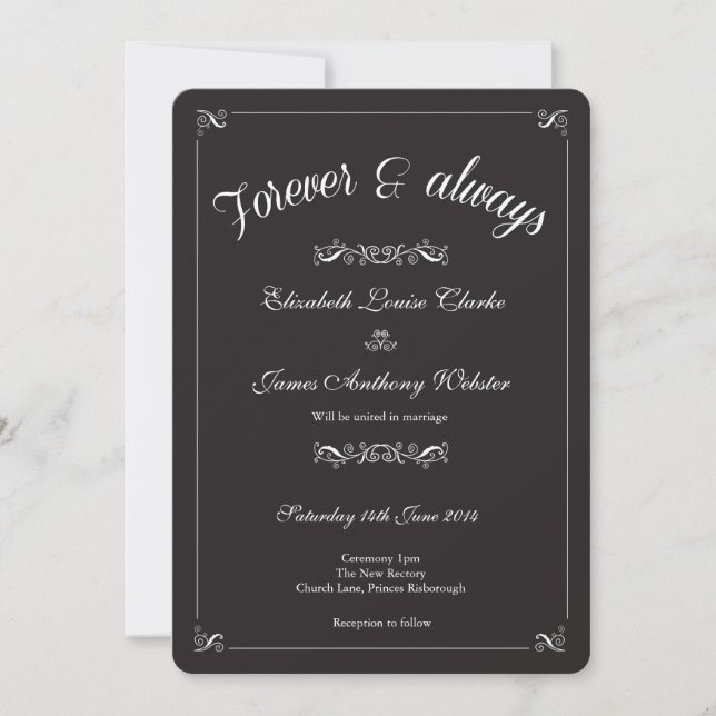 Invitación Boda de puntas negras (Anverso)