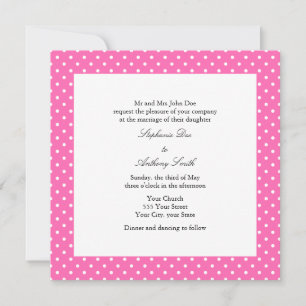 Invitación Boda de Punto de Polka Blanco y Rosa Caliente