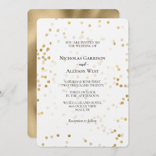 Invitación Boda de puntos de confetti de oro blanco