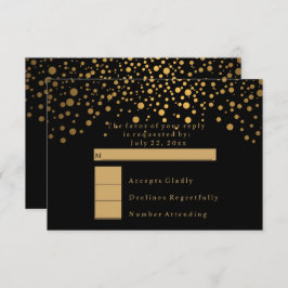 Invitación Boda de puntos de oro de Confetti estilo RSVP