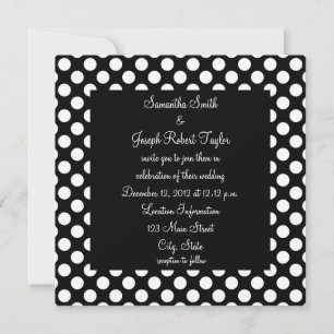 Invitación Boda de puntos de polka blanco y negro