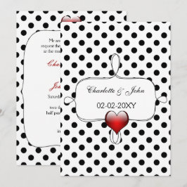 Invitación Boda de puntos de polka blanco y negro