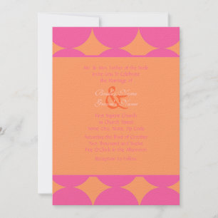 Invitación Boda de puntos modernos de polka rosa caliente y N