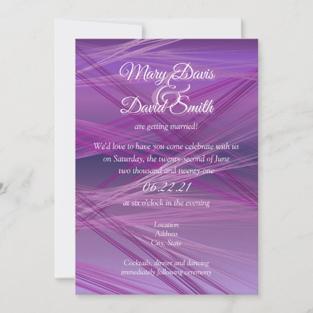 Invitación Boda de Purple Streaks (Anverso)