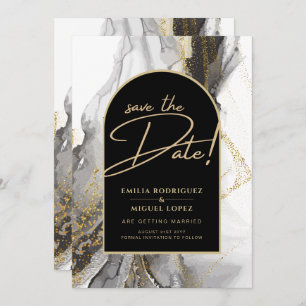 Invitación Boda de Purpurina de Mármol de la Agate de Oro Neg