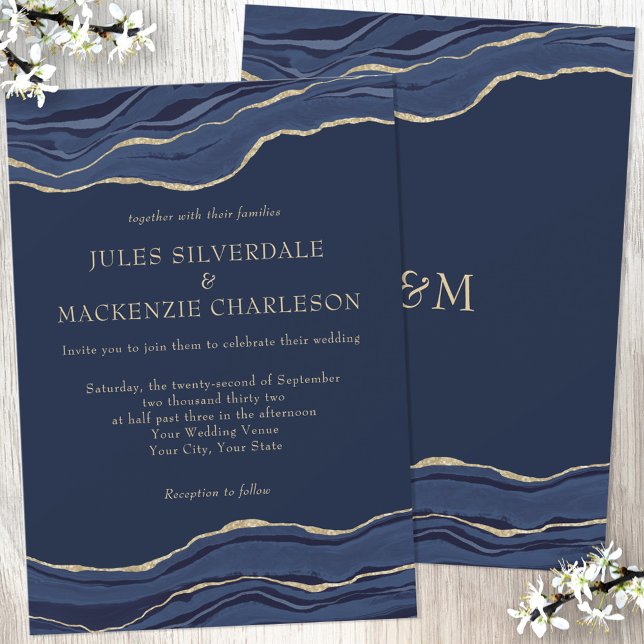 Invitación Boda de Purpurina de oro de la Marina Blue Marble  (Subido por el creador)