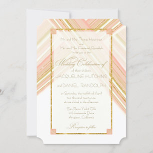 Invitación Boda de Purpurina de oro de líneas modernas Art De