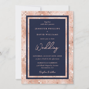 Invitación Boda de Purpurina de Relieve metalizado dorado Ros