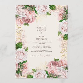 Invitación Boda de Purpurina Floral de color rosa Vintage de 