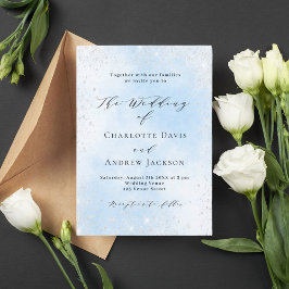 Invitación Boda de purpurina plateado azul claro
