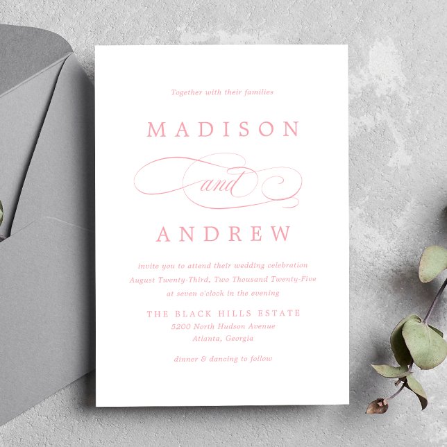 Invitación Boda de querida caligrafía rosa (Subido por el creador)