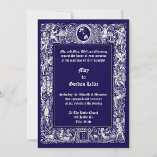 Invitación Boda de querubines neo-renacentistas de la era vic