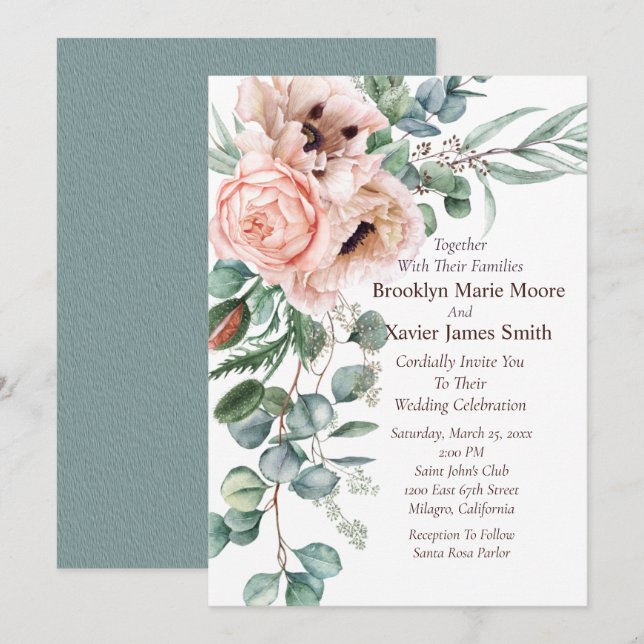 Invitación Boda de radiaciones de amapola (Anverso / Reverso)