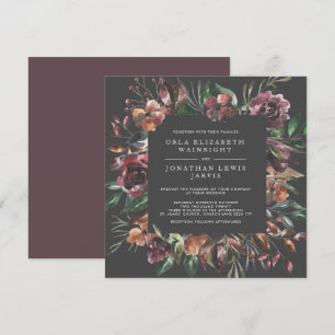 Invitación Boda de ráfagas florales de Moody Fall Square
