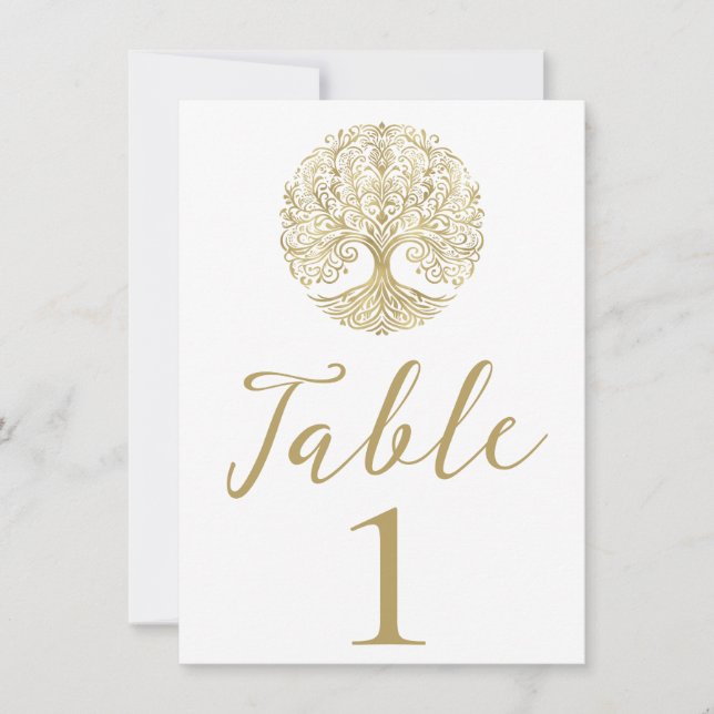 Invitación Boda de raíces celtas de árbol de la vida crema y  (Anverso)