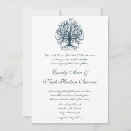 Invitación Boda de raíces de árbol giratorio verde azulado