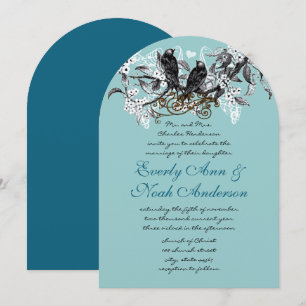 Invitación Boda de Rama Azul de Aves Amores Vintage