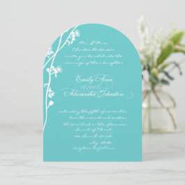 Invitación Boda de rama de flor silvestre Die Cut Aqua