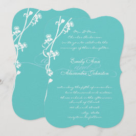 Invitación Boda de rama de flor silvestre Die Cut Aqua