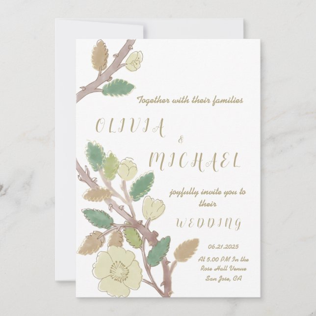 Invitación Boda de rama de oro del árbol de otoño personaliza (Anverso)