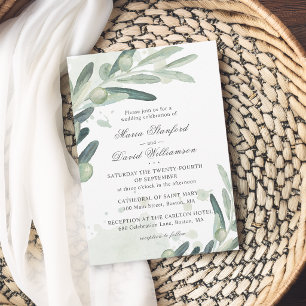 Invitación Boda de rama de ramita de olivo elegante