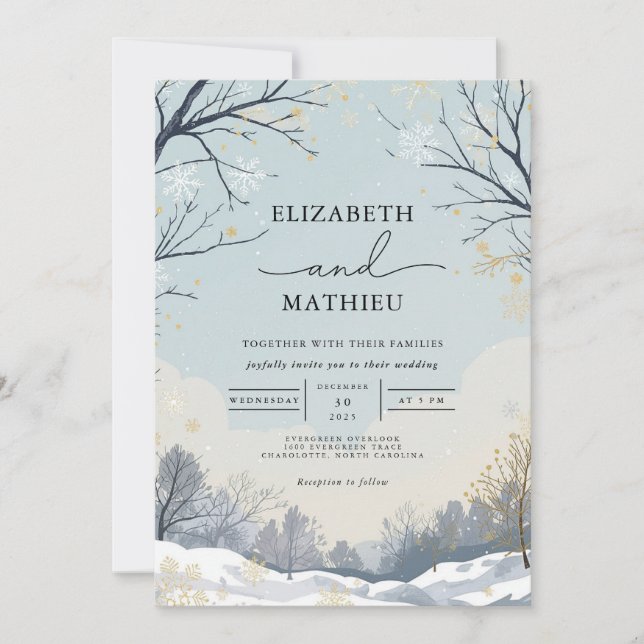 Invitación Boda de ramas de invierno escarchado (Anverso)