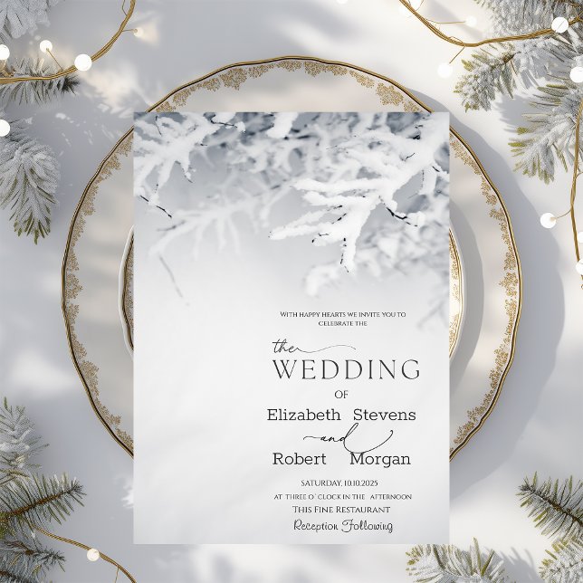 Invitación Boda de ramas de nieve de invierno (Subido por el creador)