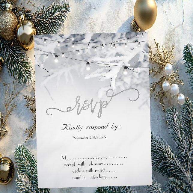 Invitación Boda de ramas de nieve de invierno RSVP (Subido por el creador)