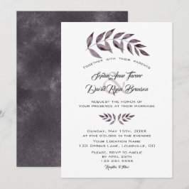 Invitación Boda de ramas de tinta acuarela minimalista