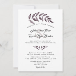 Invitación Boda de ramas de tinta de color de agua minimalist