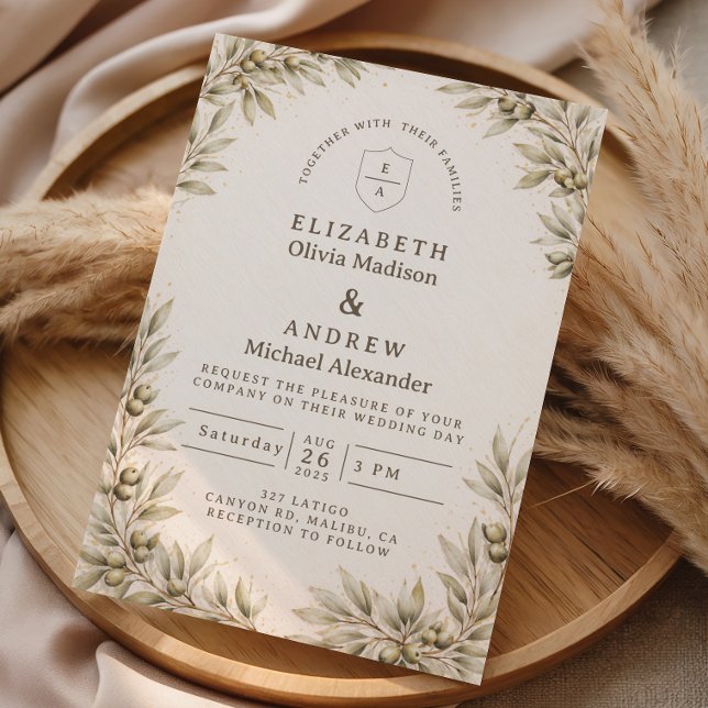 Invitación Boda de ramita de olivo elegante (Subido por el creador)