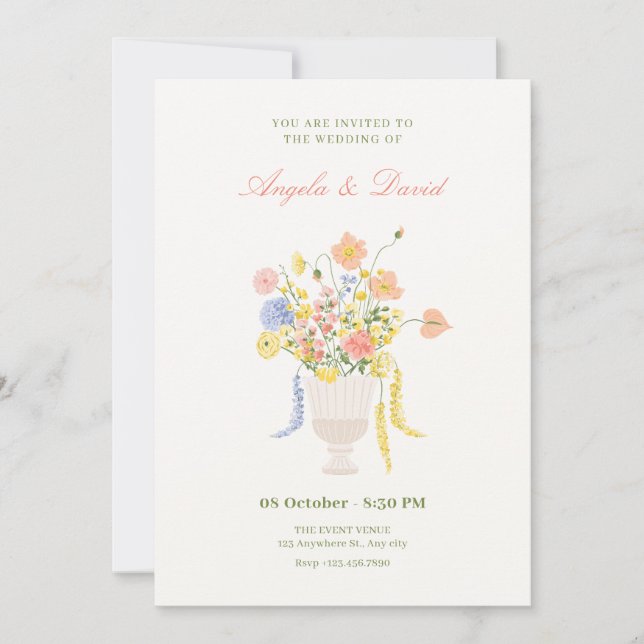 Invitación Boda de ramo de flores (Anverso)