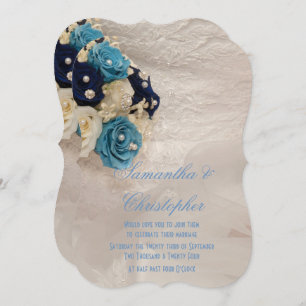 Invitación Boda de ramo de novias florales azules