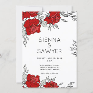 Invitación Boda de ramo de rosas rojas