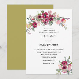 Invitación Boda de ramo de Rubor de Borgoña